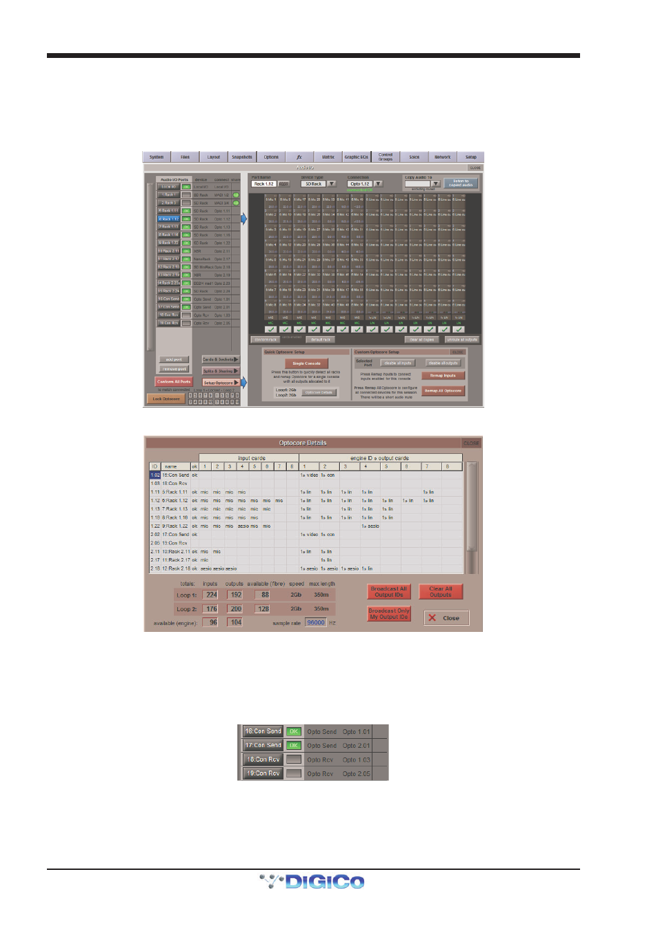 A3.2.1 setting up a dual loop system, A3.2.3 console snd/rcv ports, A3.2.2 console snd/rcv ports | Digico optocore v221 | DiGiCo SD Series User Manual | Page 110 / 116