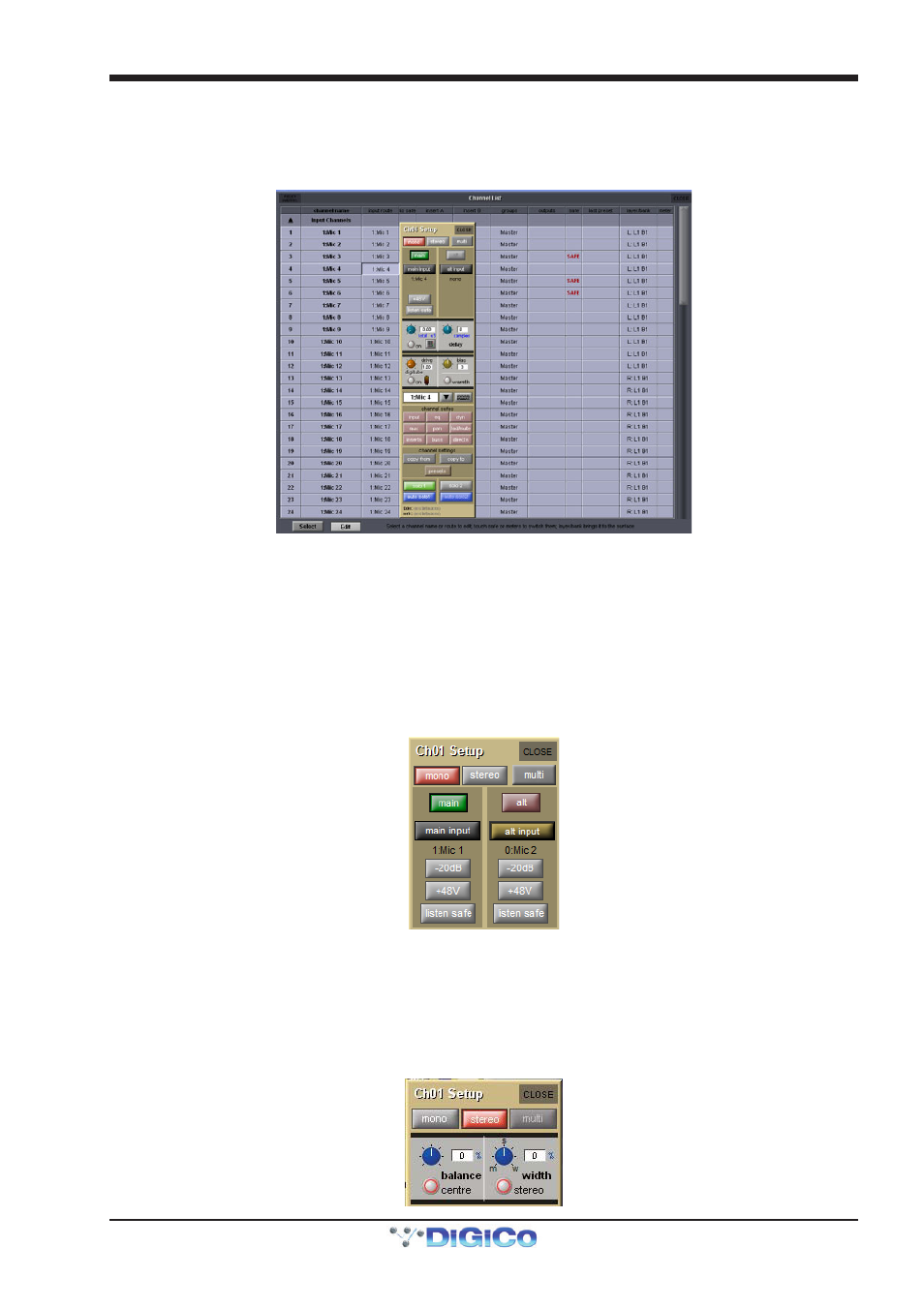 2 input routing, 3 input configuration, Balance | Main, Mono, Stereo, Width, 2 input routing -11, 3 input configuration -11, Chapter 1 - channel types | DiGiCo SD Series User Manual | Page 18 / 116