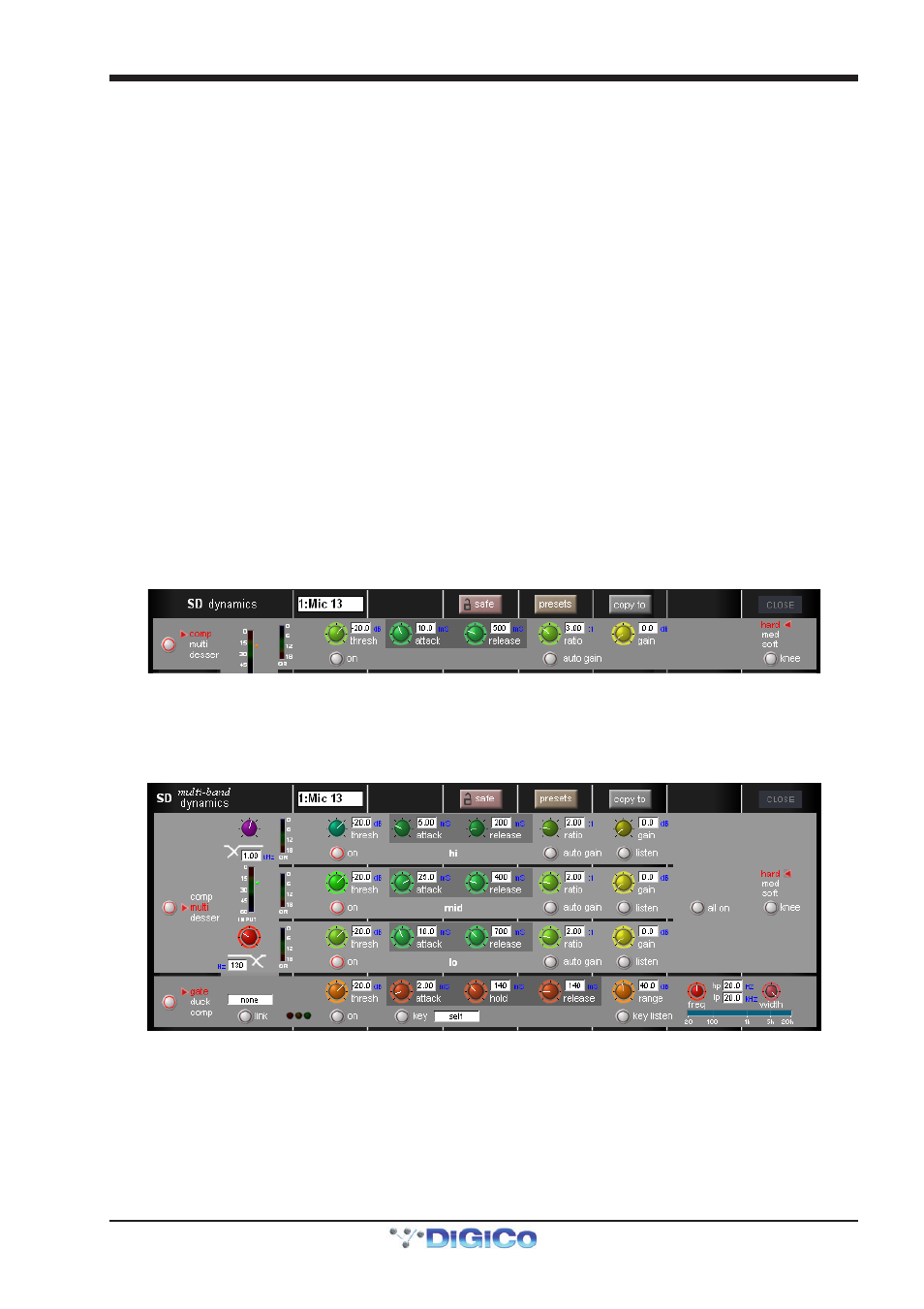 All on, Link, Multiband dynamics | Chapter 1 - channel types | DiGiCo SD Series User Manual | Page 28 / 116