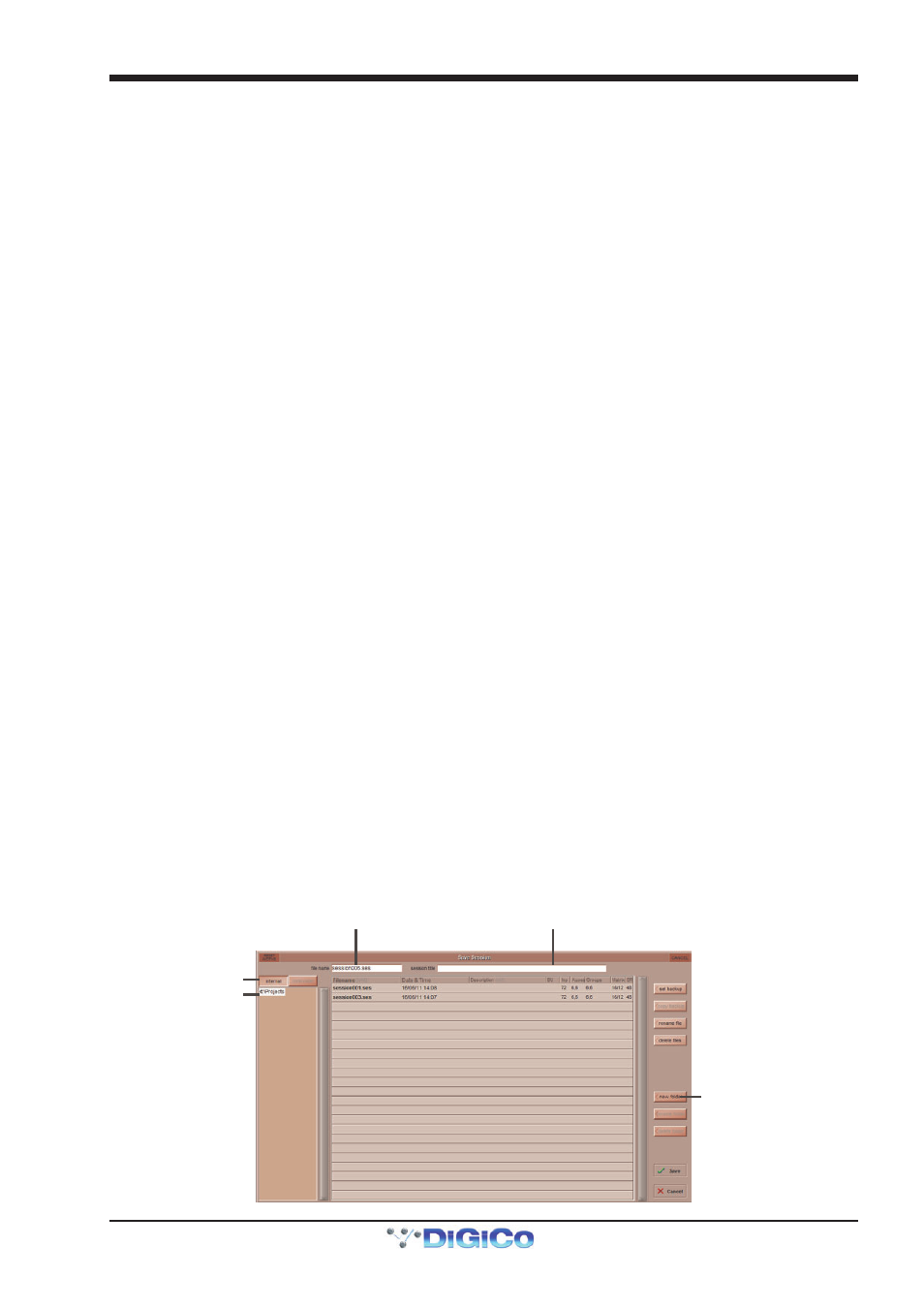 4 save session, 5 save as new file, Confirm delete | Delete files, Delete folder, New folder, Rename file, Rename folder, Save, Save as new file | DiGiCo SD Series User Manual | Page 43 / 116