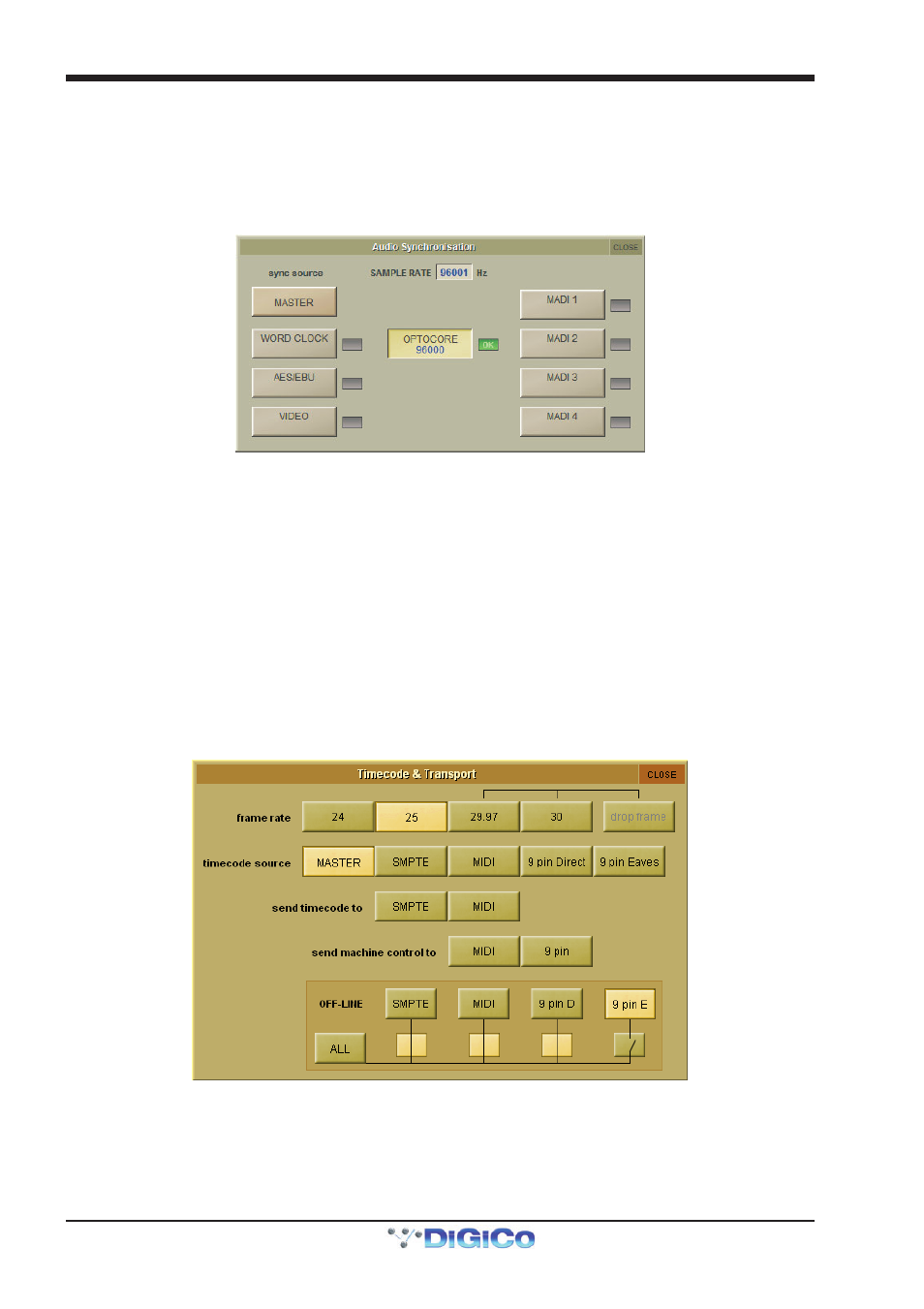10 audio sync, 11 timecode & transport, Audio sync | Listen safe, Timecode & transport, 10 audio sync -50, 11 timecode & transport -50, Chapter 2 - the master screen | DiGiCo SD Series User Manual | Page 84 / 116