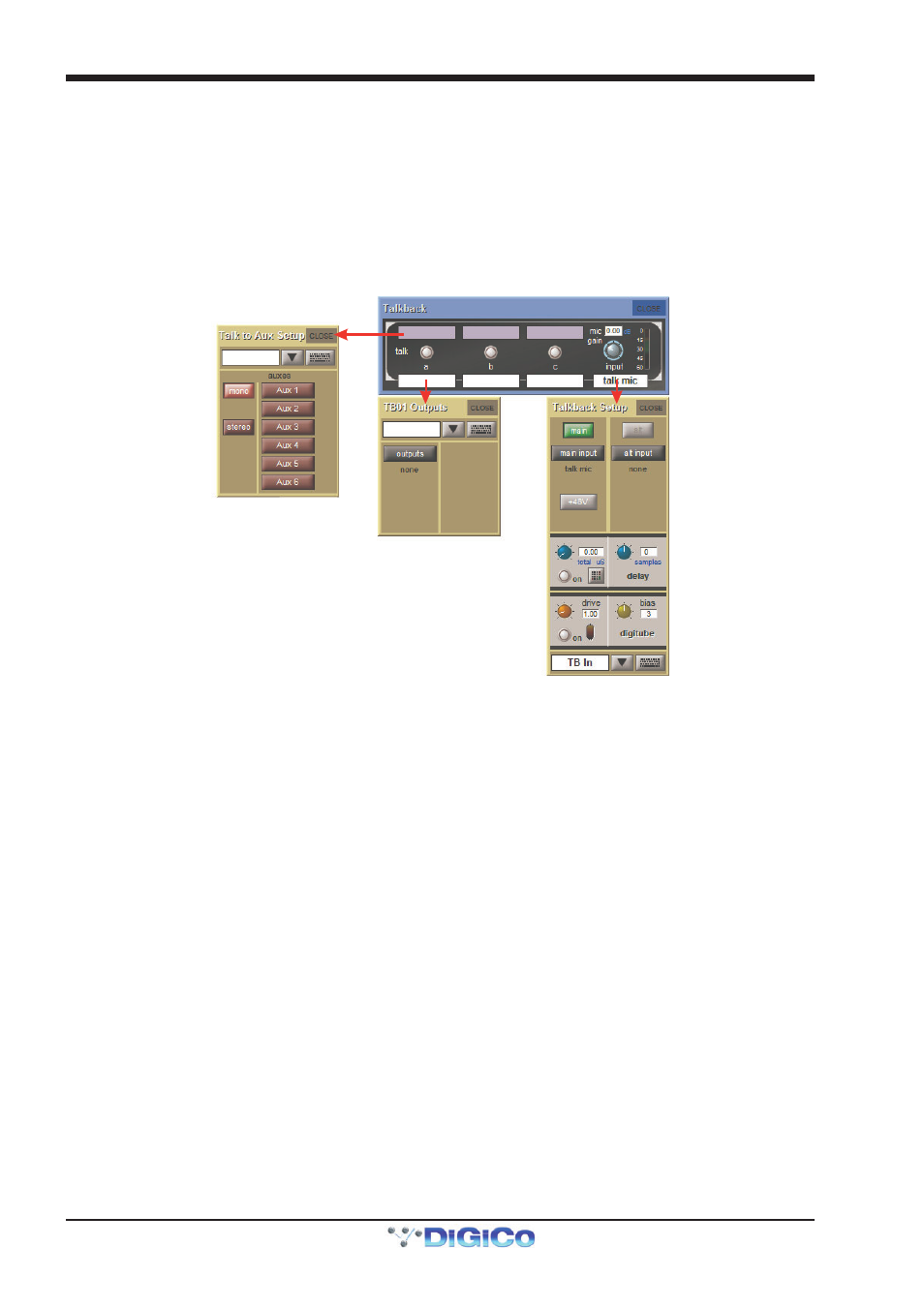 14 talkback, Fire macro, Talk to auxes | Talkback, Tb input route, Tb outputs, 14 talkback -54, Chapter 2 - the master screen | DiGiCo SD Series User Manual | Page 88 / 116