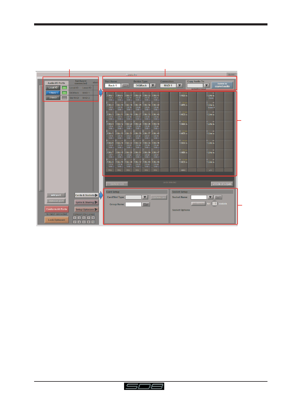 2 audio i/o panel, 2 audio i/o panel -9, Sd8 - getting started | DiGiCo SD8 User Manual | Page 13 / 27