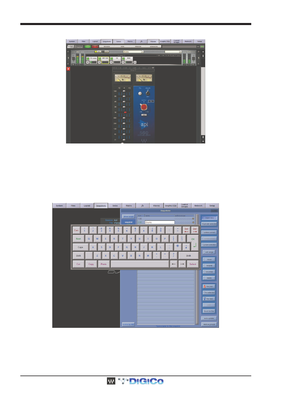 6 snapshots, 6 snapshots -16, Digico waves operation | DiGiCo Waves MultiRack SoundGrid User Manual | Page 16 / 36