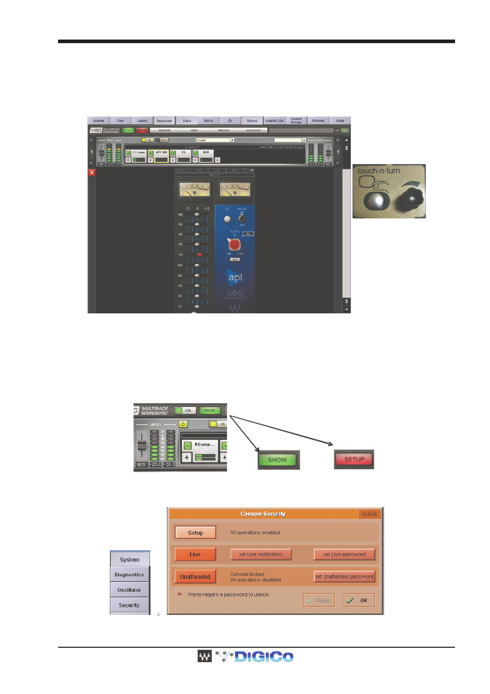 11 controlling multirack soundgrid by touch turn, 12 show mode, 12 show mode -21 | Digico waves operation | DiGiCo Waves MultiRack SoundGrid User Manual | Page 21 / 36