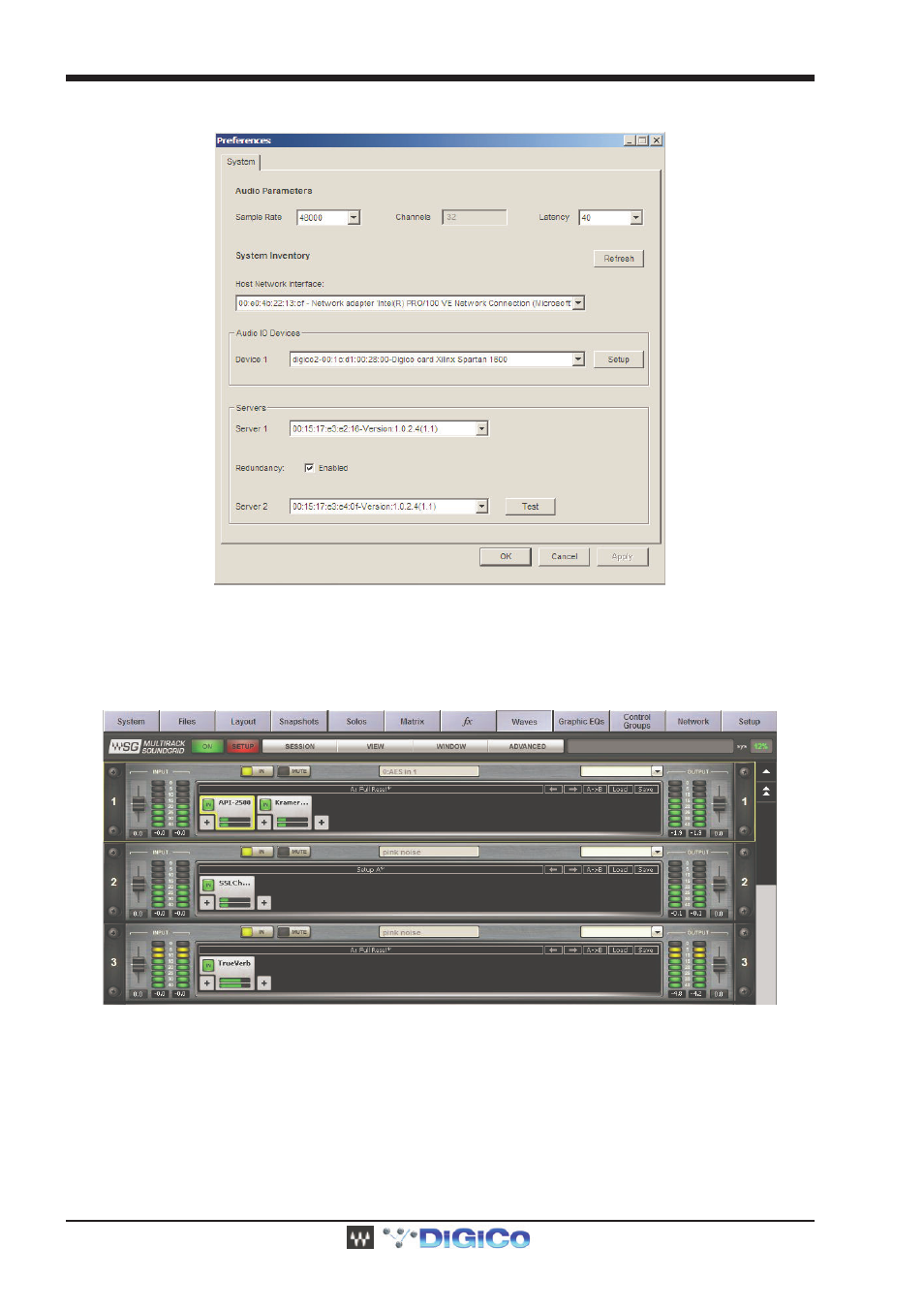 3 the windows in detail, 1 multirack soundgrid window: setting up, 3 the windows in detail -26 | 1 multirack soundgrid window: setting up -26, Digico waves operation | DiGiCo Waves MultiRack SoundGrid User Manual | Page 26 / 36