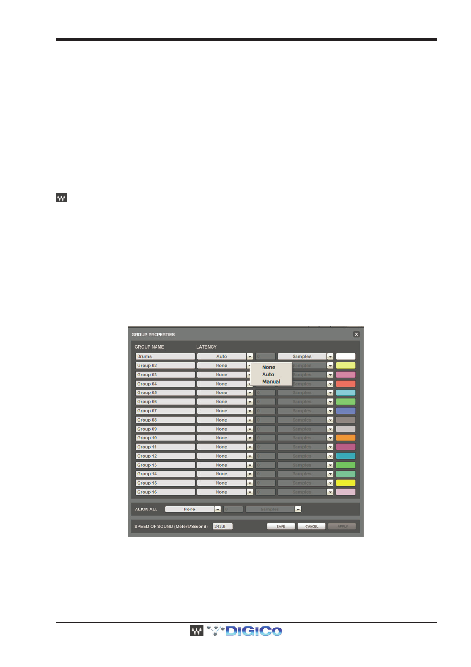 6 waves system toolbar buttons, 7 group properties: organisation & time alignment, 6 waves system toolbar buttons -29 | Digico waves operation | DiGiCo Waves MultiRack SoundGrid User Manual | Page 29 / 36