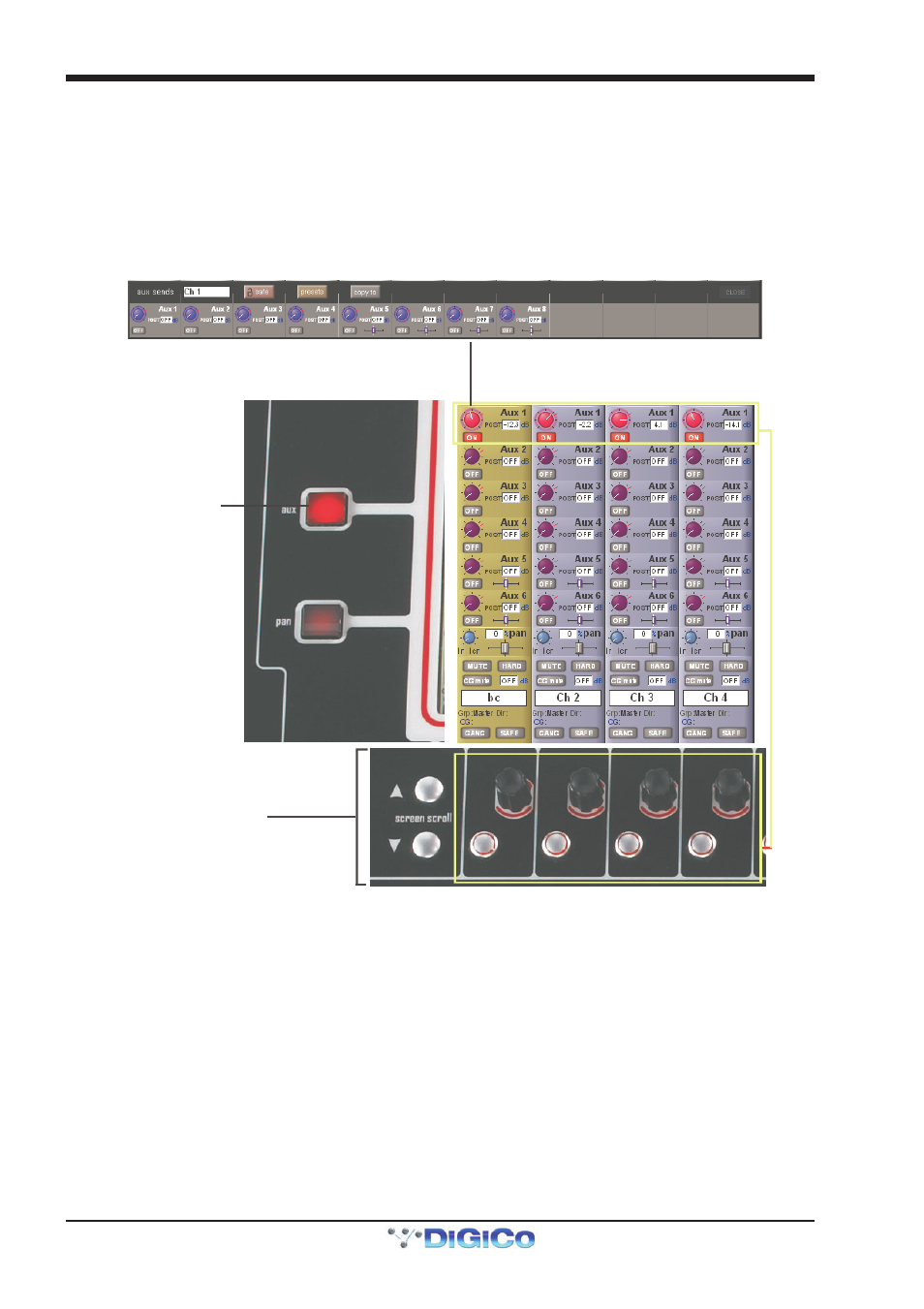 3 auxiliaries, 3 auxiliaries -18, Sd9 - getting started | DiGiCo SD9 User Manual | Page 23 / 26
