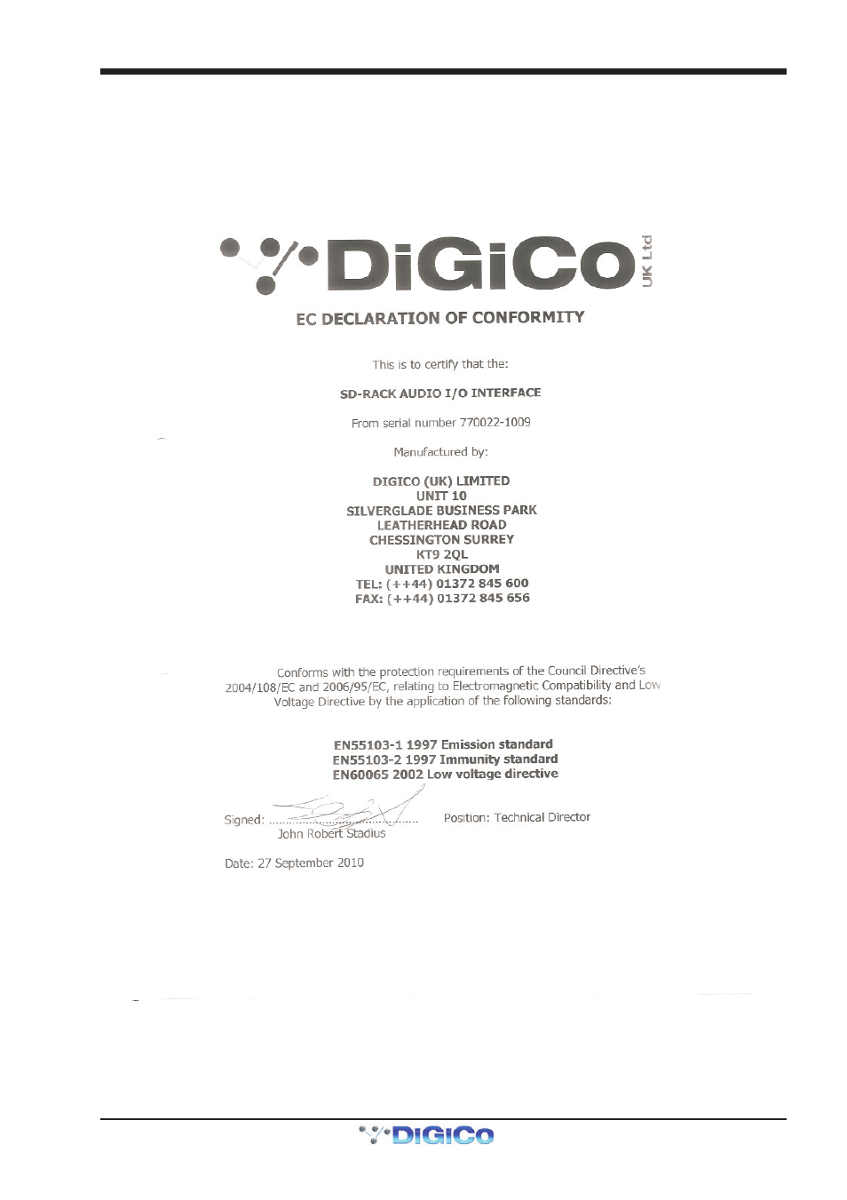 Sd rack | DiGiCo SD Rack User Manual | Page 3 / 13