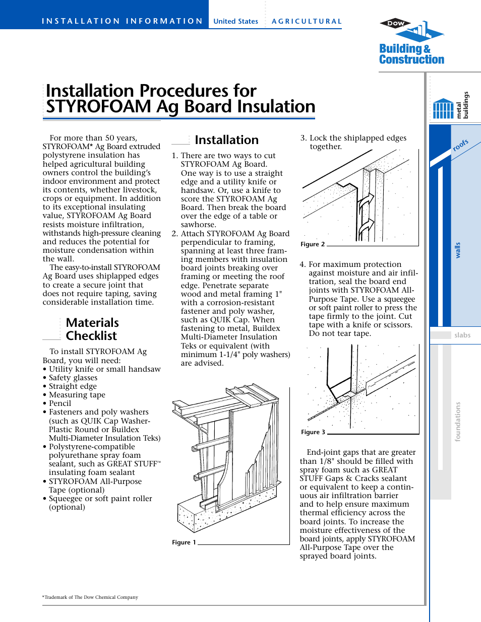 Dow STYROFOAM User Manual | 2 pages