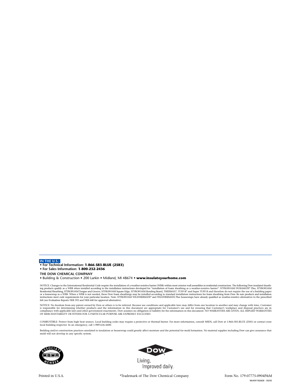 Dow STYROFOAM User Manual | Page 2 / 2