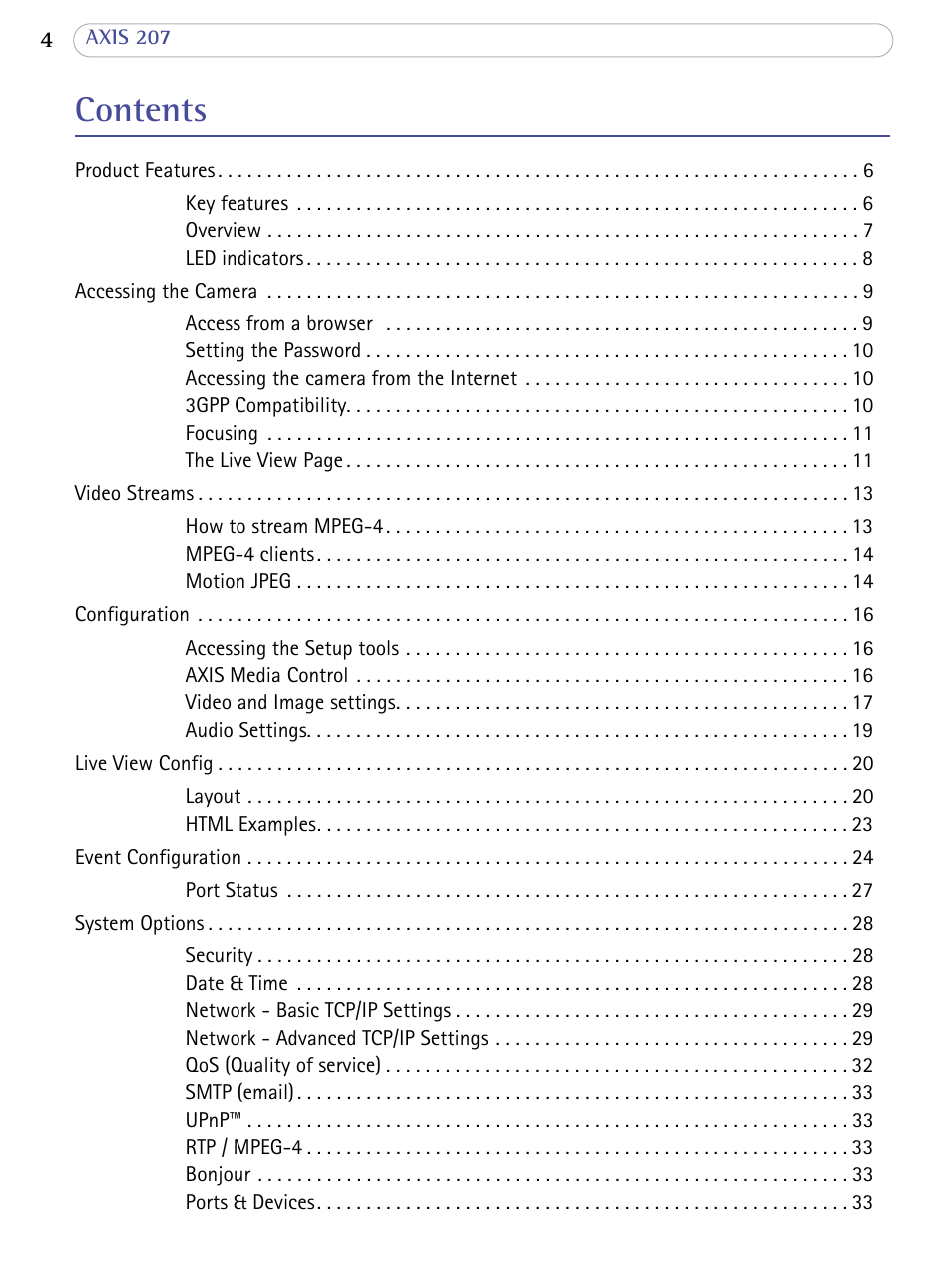 Axis Communications 207 User Manual | Page 4 / 54