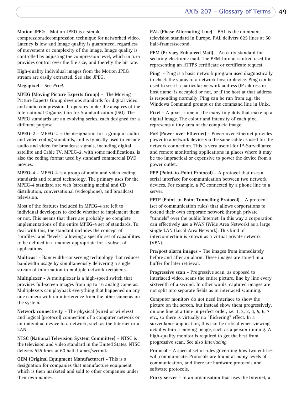 Axis Communications 207 User Manual | Page 49 / 54