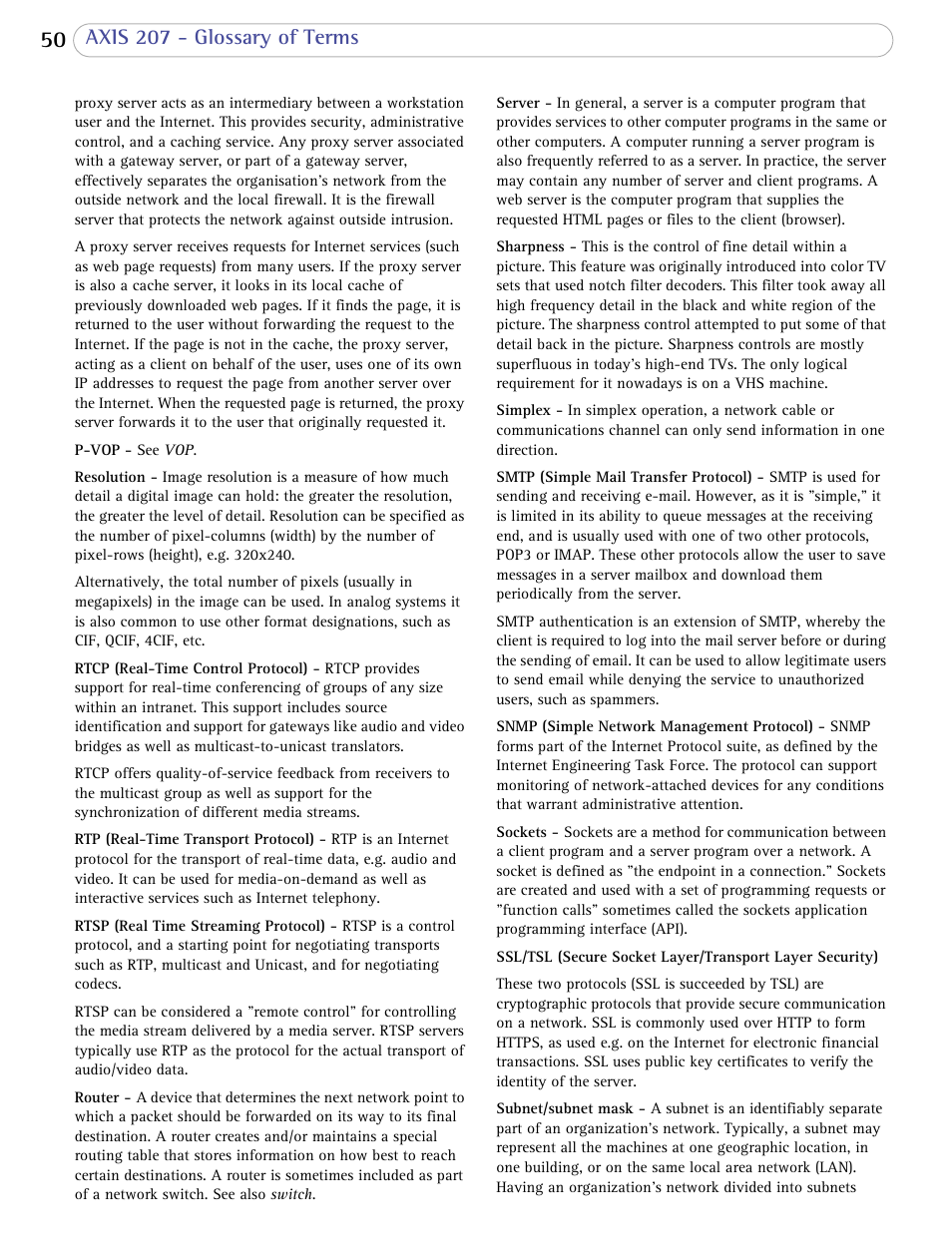 Axis Communications 207 User Manual | Page 50 / 54