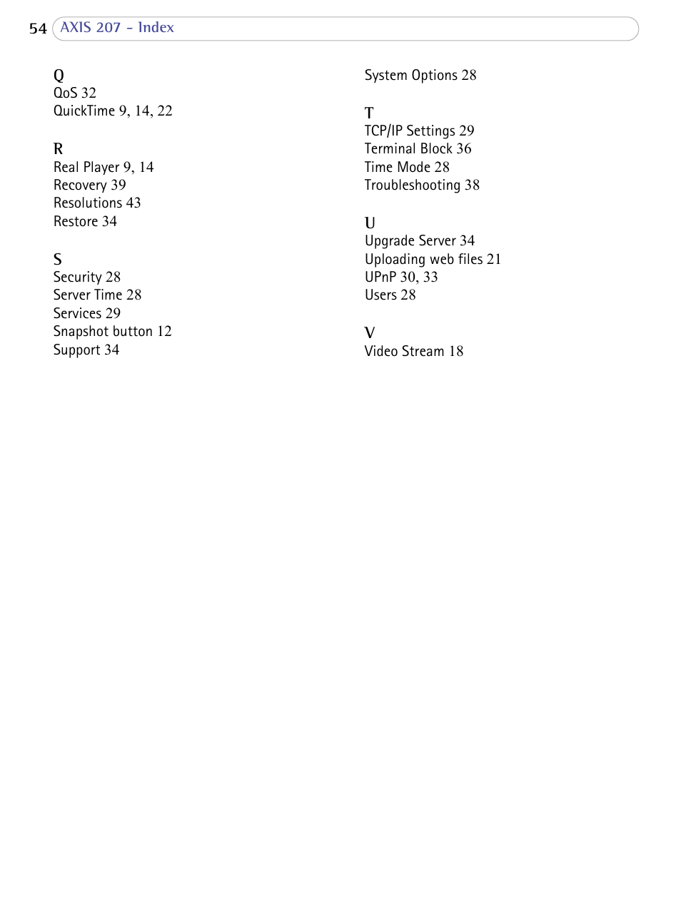 Axis Communications 207 User Manual | Page 54 / 54