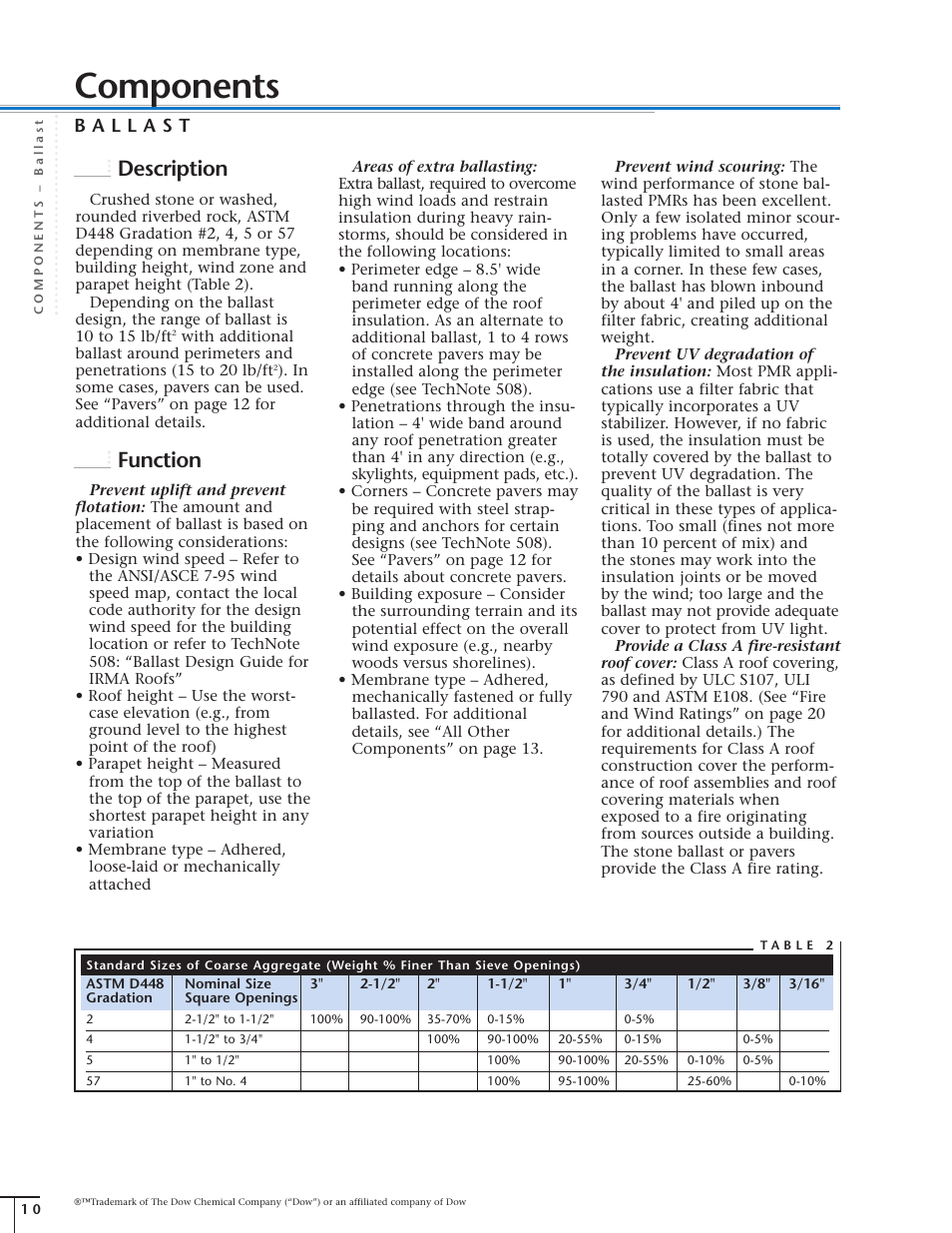 Components, Description, Function | Dow Protected Membrane Roof EN User Manual | Page 11 / 26