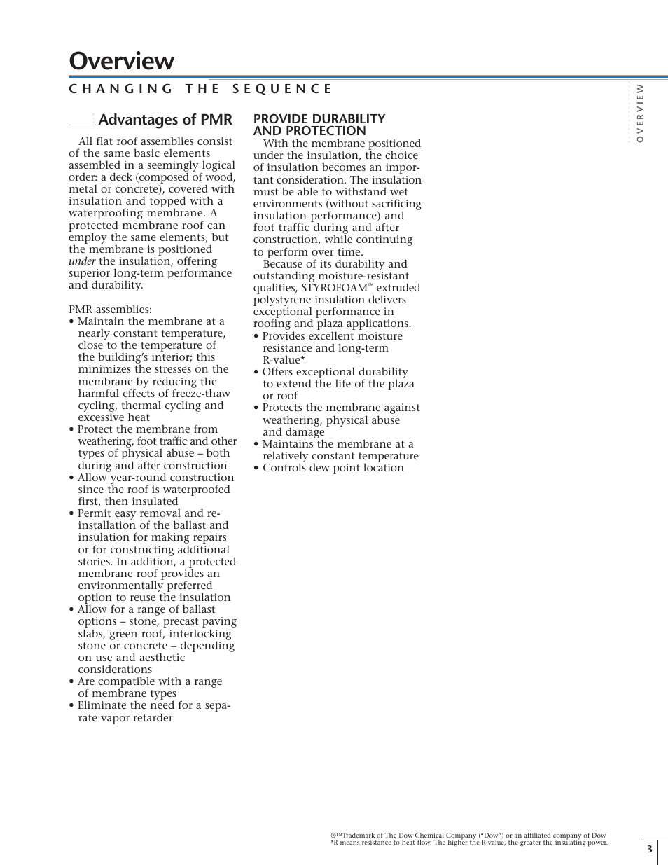 Overview, Advantages of pmr | Dow Protected Membrane Roof EN User Manual | Page 4 / 26