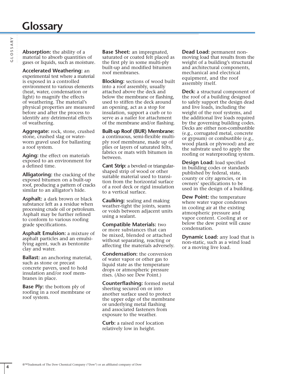 Glossary | Dow Protected Membrane Roof EN User Manual | Page 5 / 26