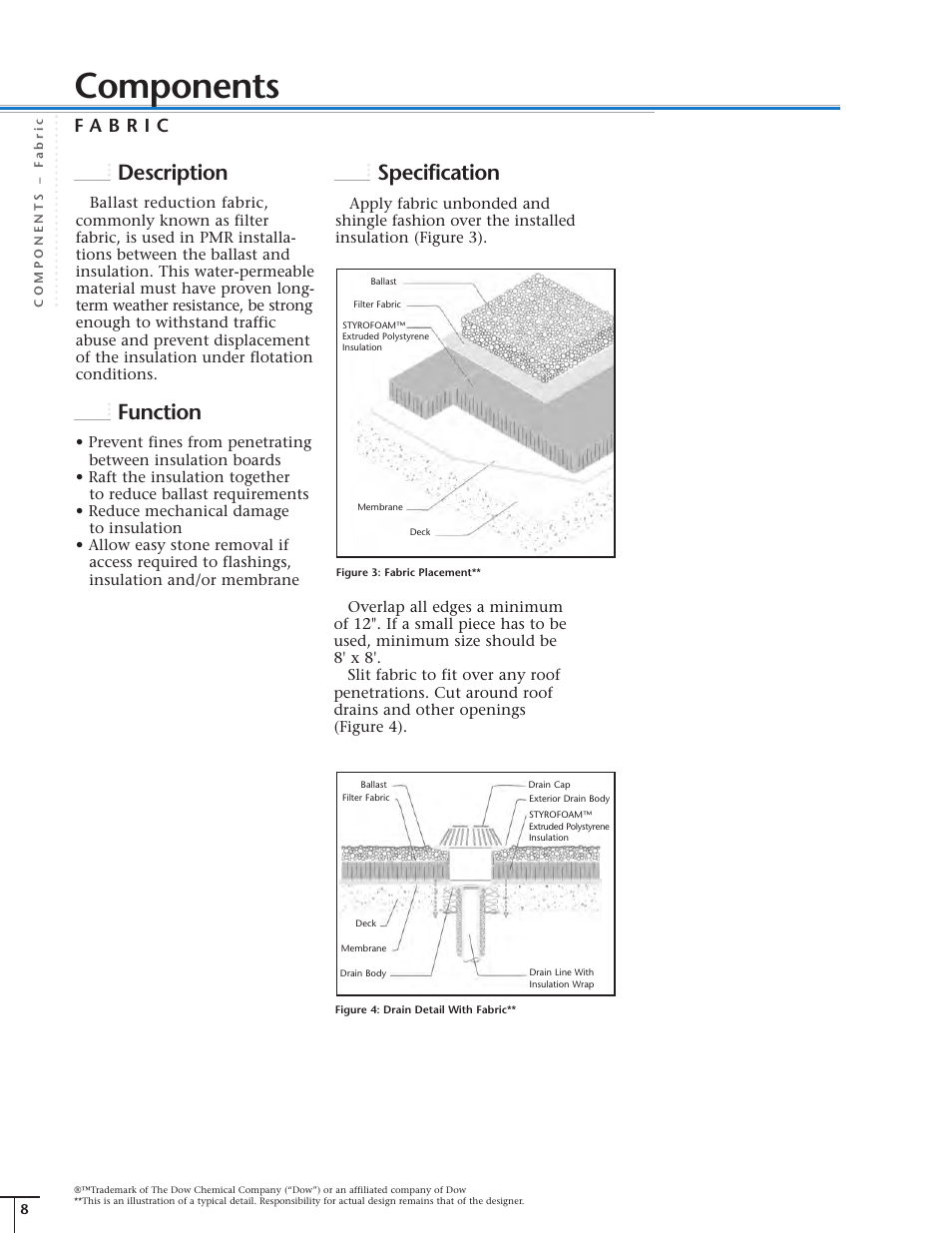 Components, Description, Function | Specification | Dow Protected Membrane Roof EN User Manual | Page 9 / 26