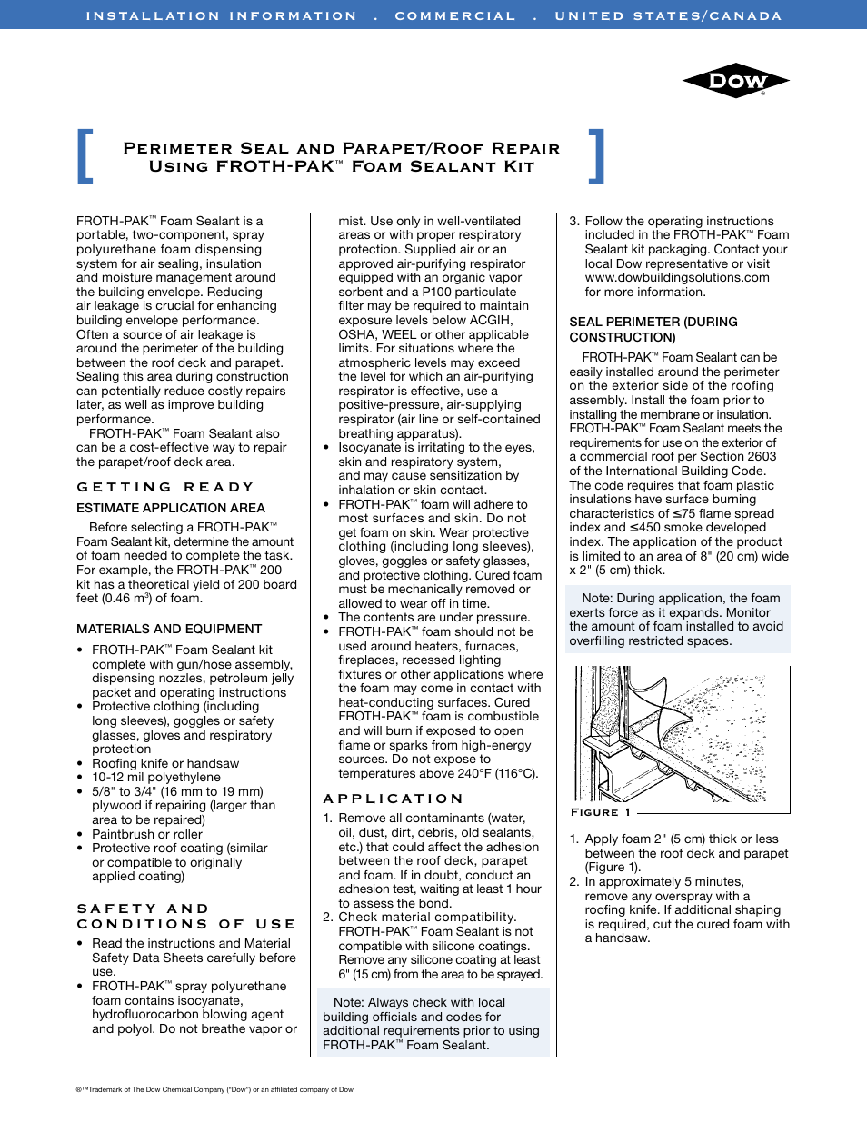 Dow FROTH-PAK User Manual | 2 pages