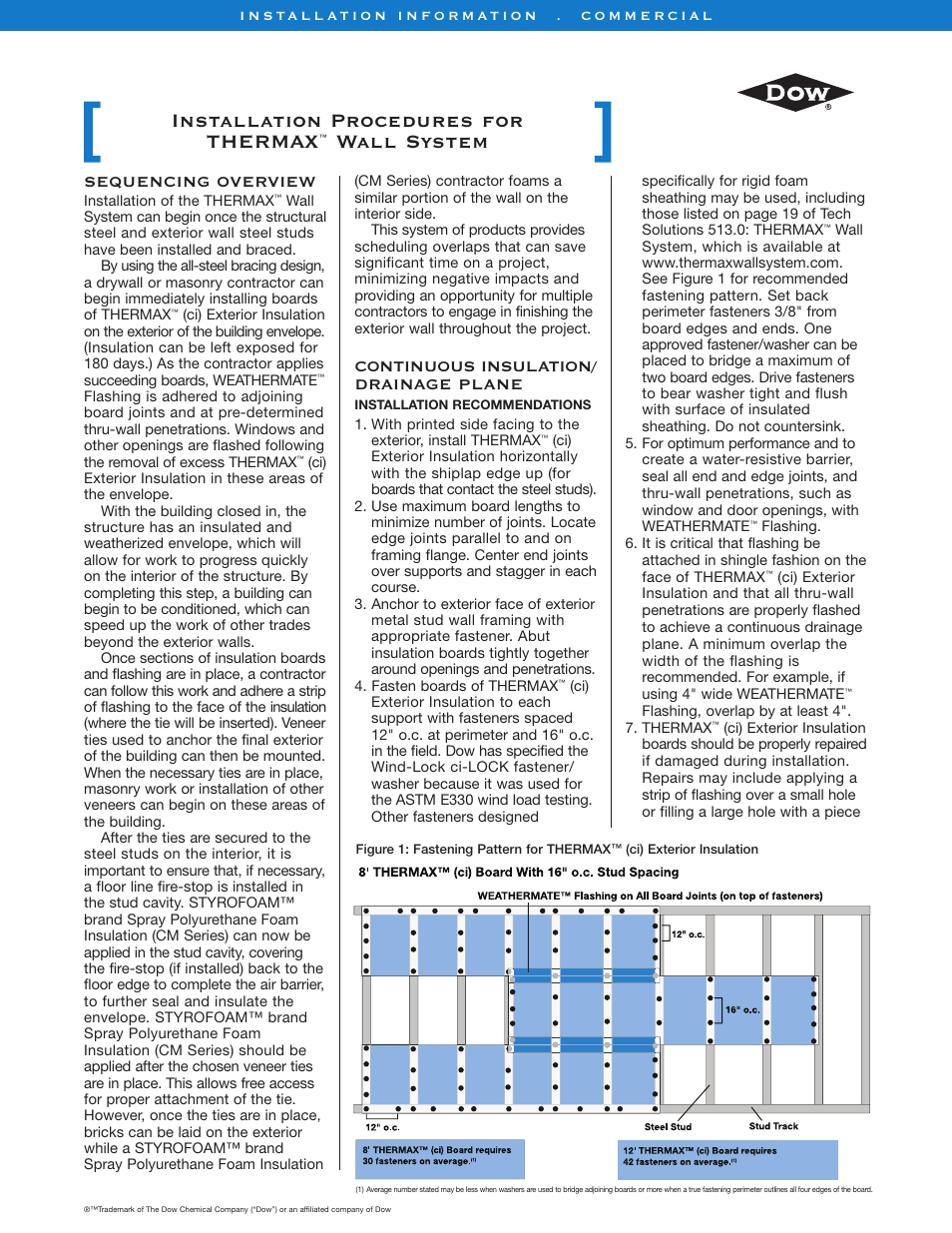 Dow THERMAX™ Wall System User Manual | 4 pages