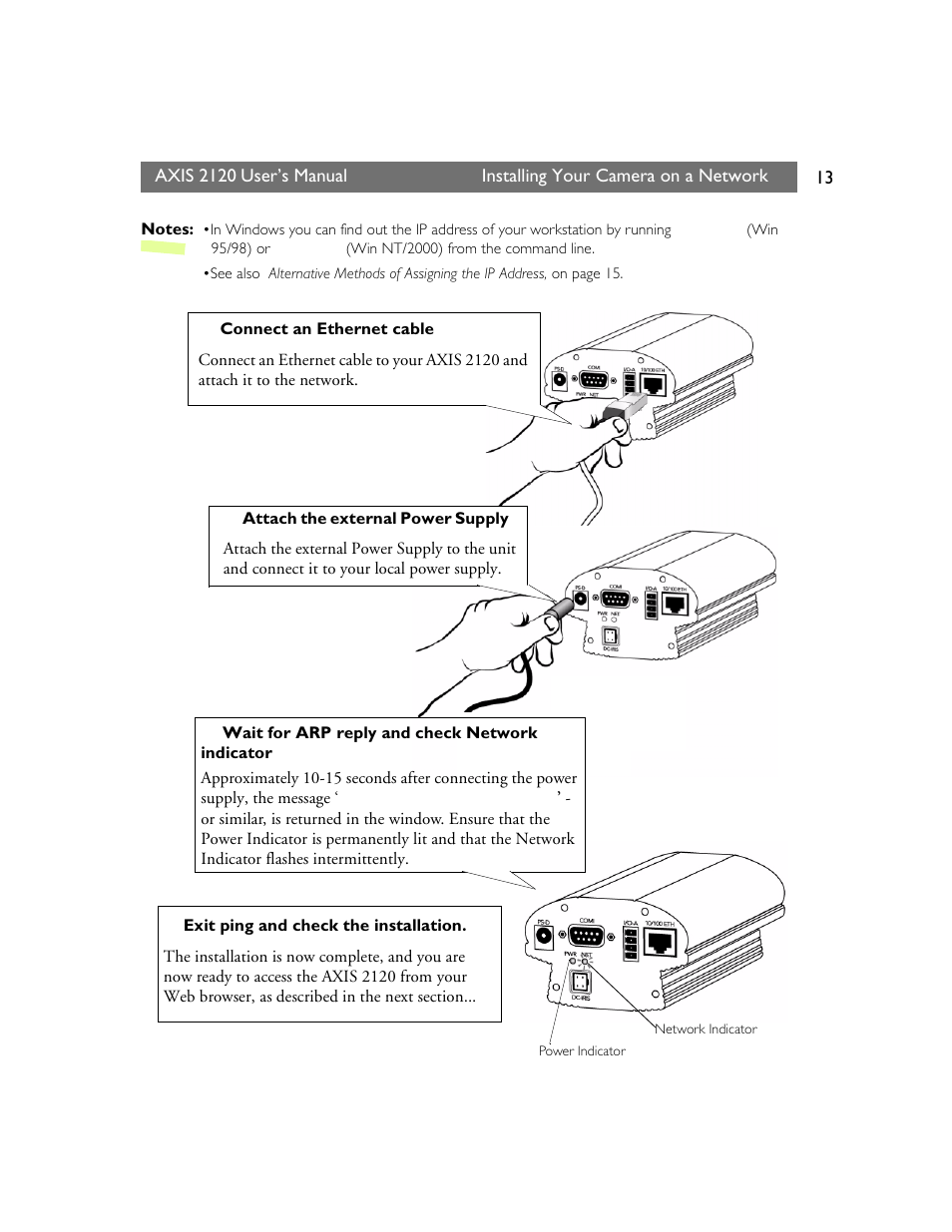 Axis Communications 2120 User Manual | Page 13 / 68