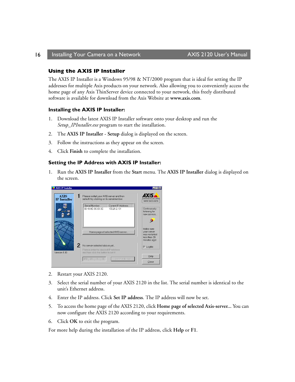 Axis Communications 2120 User Manual | Page 16 / 68