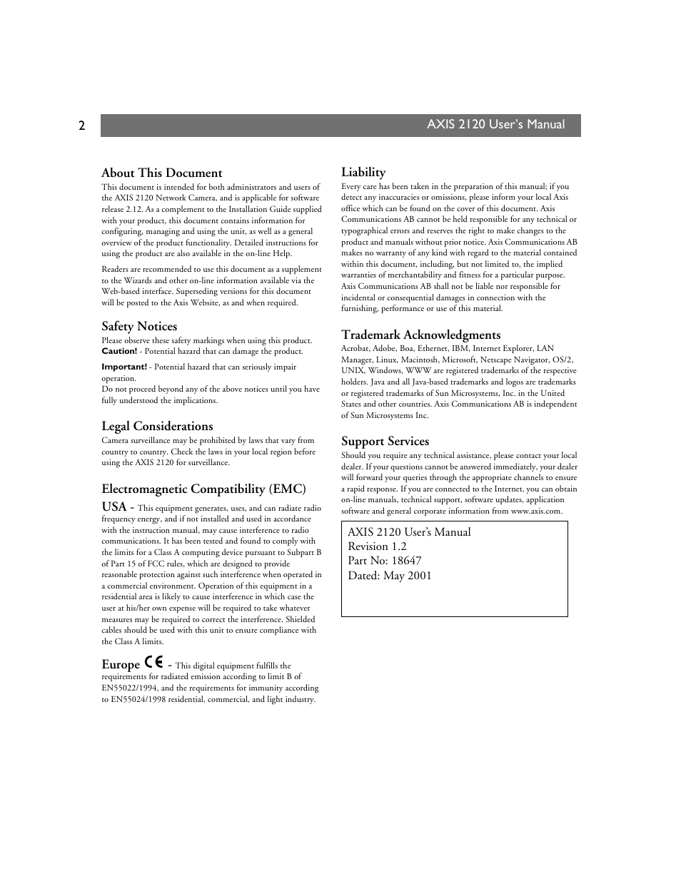 About this document | Axis Communications 2120 User Manual | Page 2 / 68