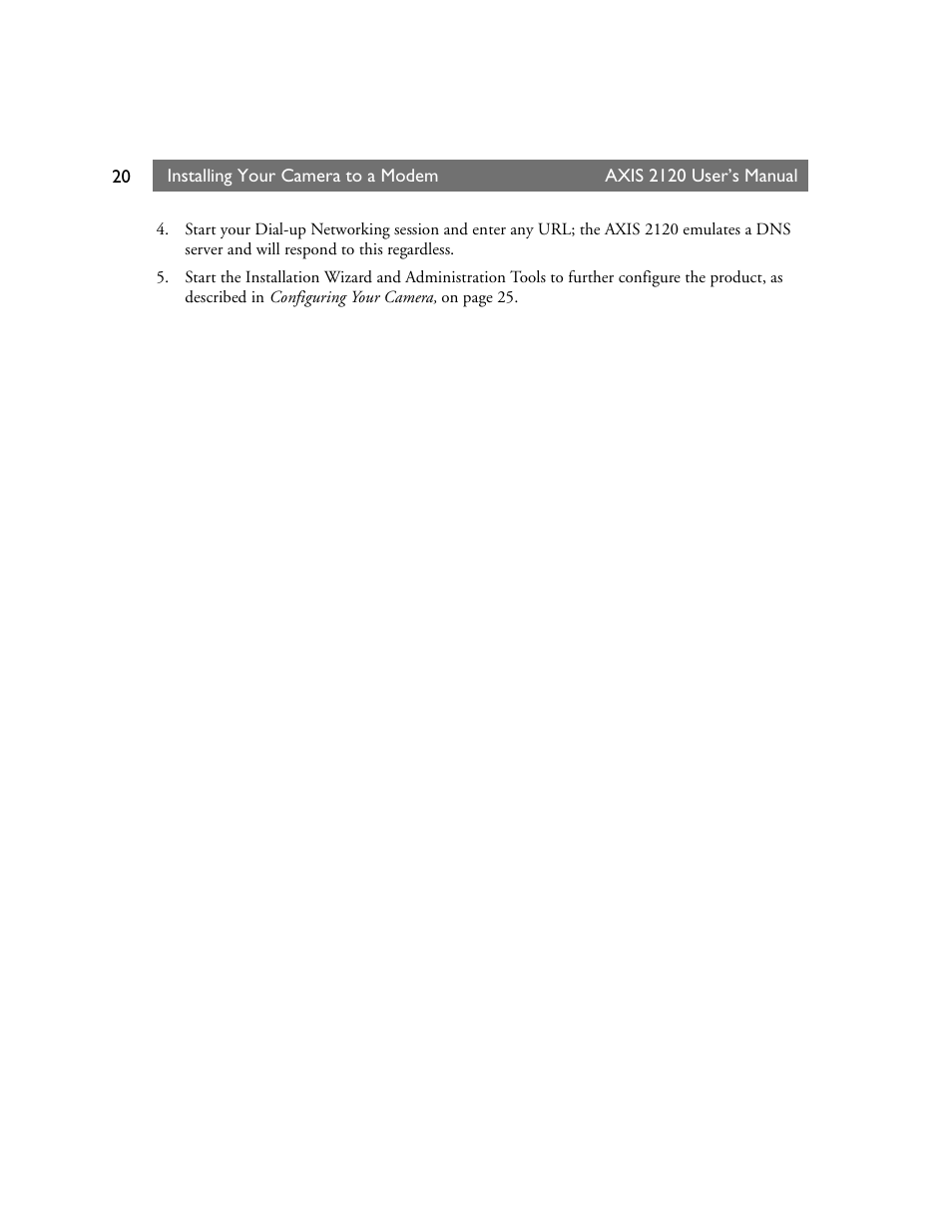 Axis Communications 2120 User Manual | Page 20 / 68