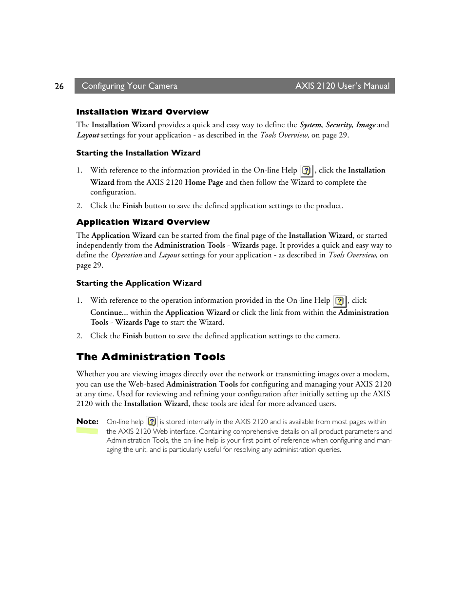 The administration tools | Axis Communications 2120 User Manual | Page 26 / 68