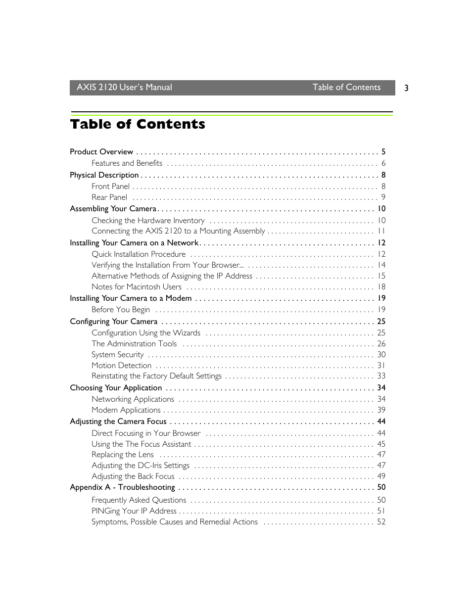 Axis Communications 2120 User Manual | Page 3 / 68