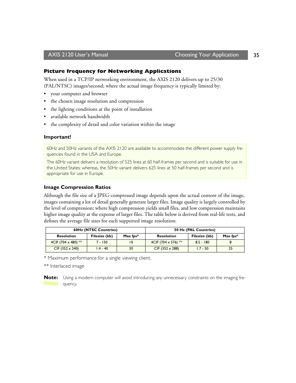 Axis 2120, User’s manual choosing your application | Axis Communications 2120 User Manual | Page 35 / 68