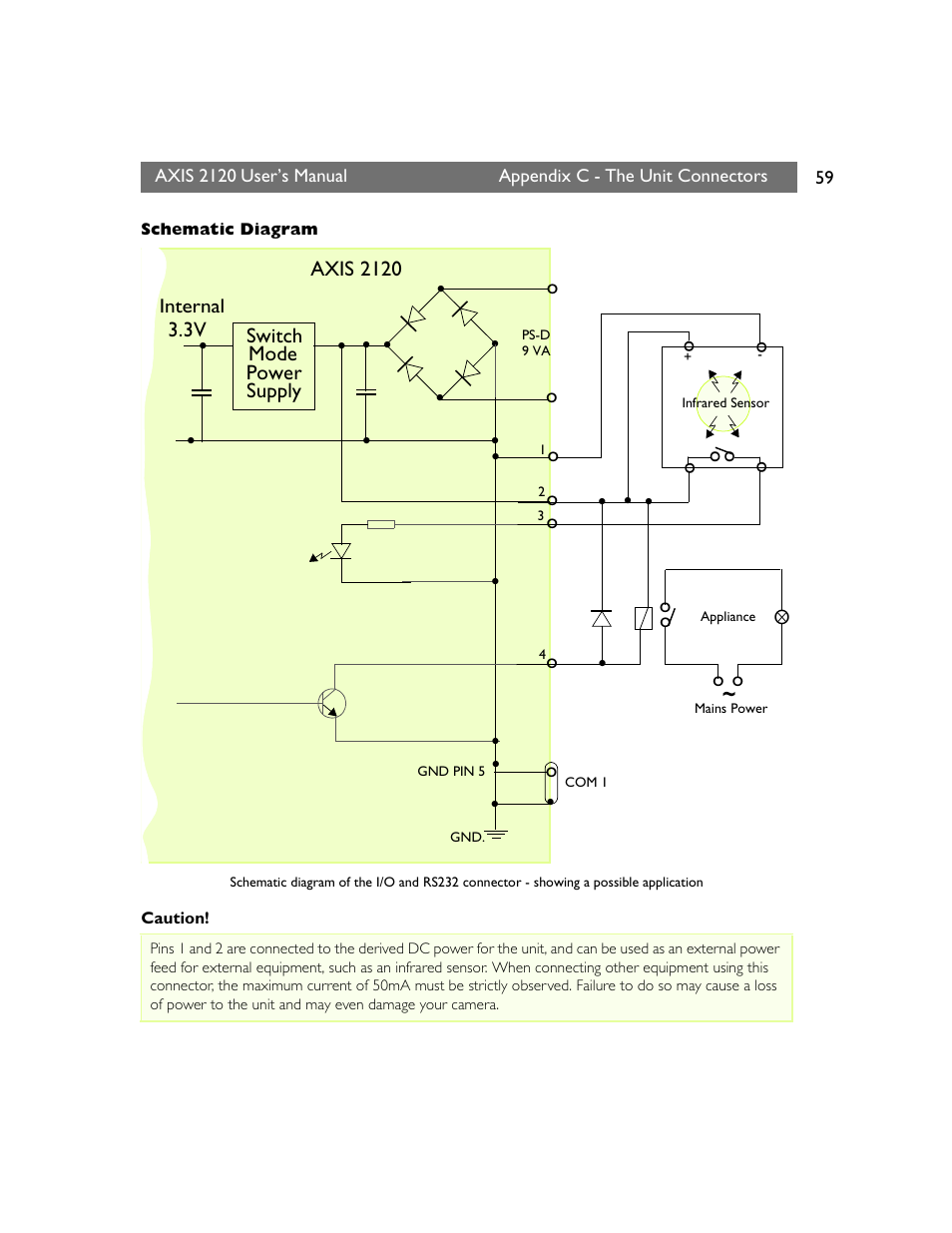 Axis 2120 o o, Mode power supply 3.3v, Oswitch | Internal | Axis Communications 2120 User Manual | Page 59 / 68