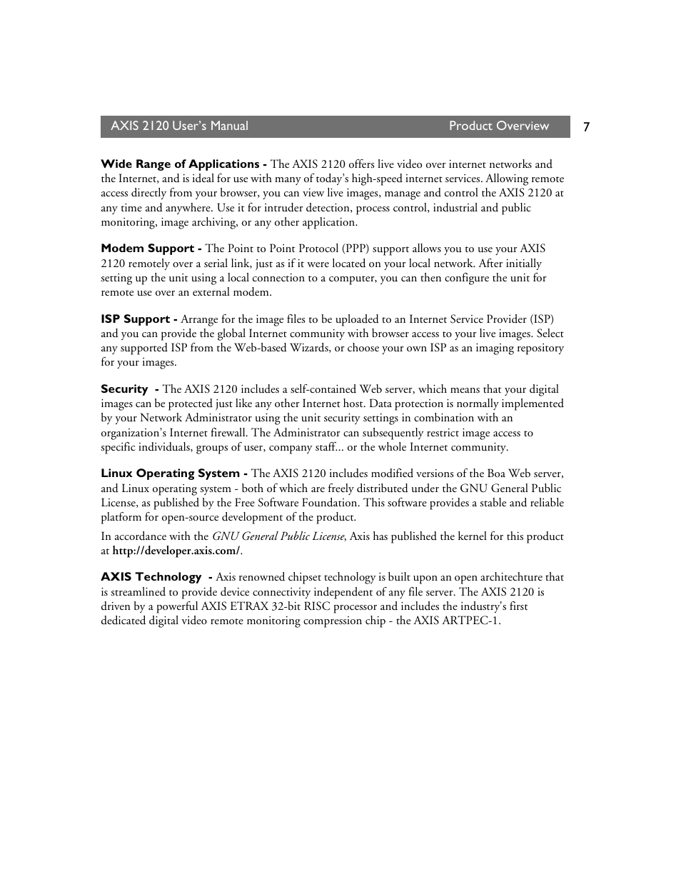 Axis Communications 2120 User Manual | Page 7 / 68