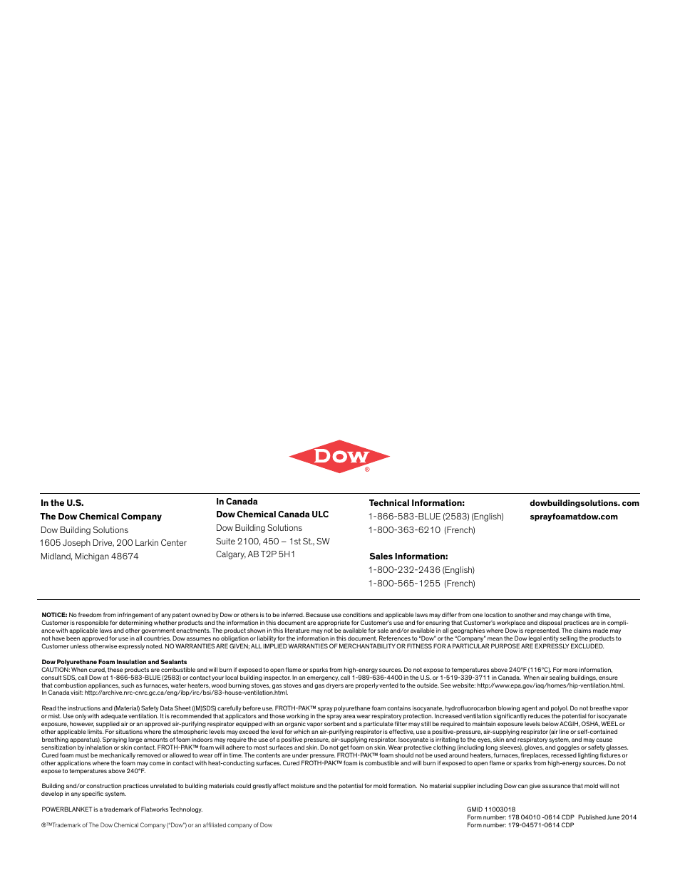 Dow FROTH-PAK Refill Systems User Manual | Page 36 / 36