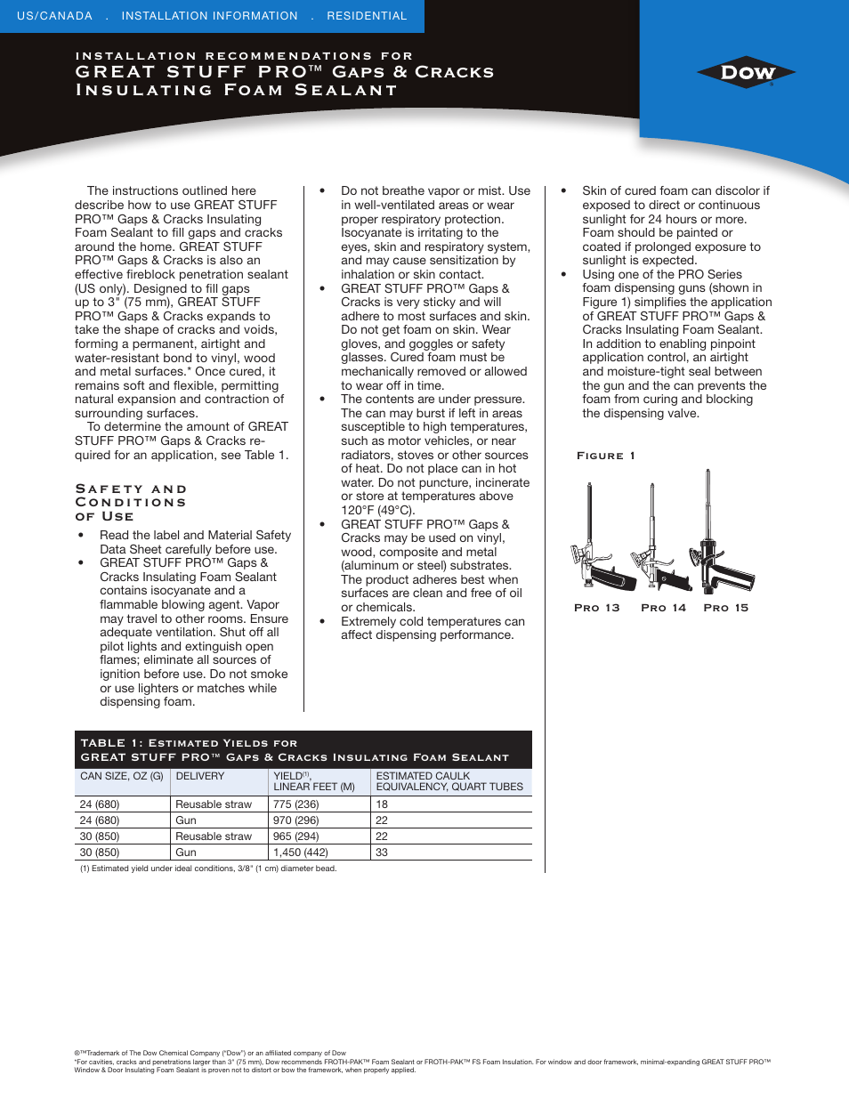 Dow GREAT STUFF PRO™ User Manual | 4 pages