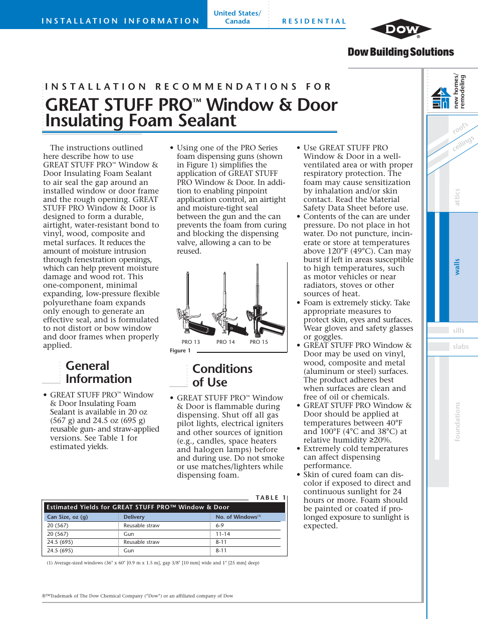 Dow GREAT STUFF PRO™ Window & Door User Manual | 4 pages