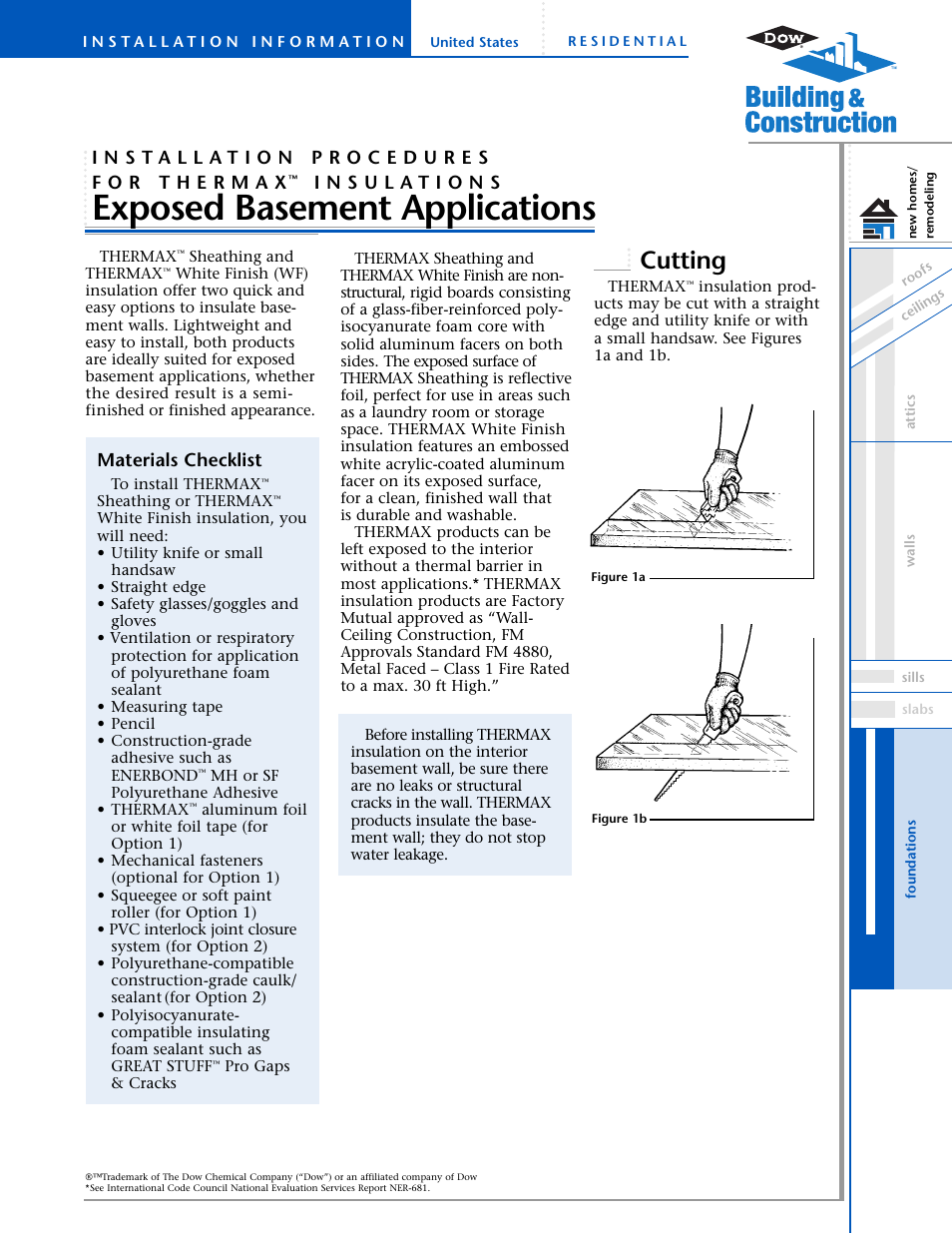 Dow THERMAX™ Exposed Basement Applications User Manual | 4 pages