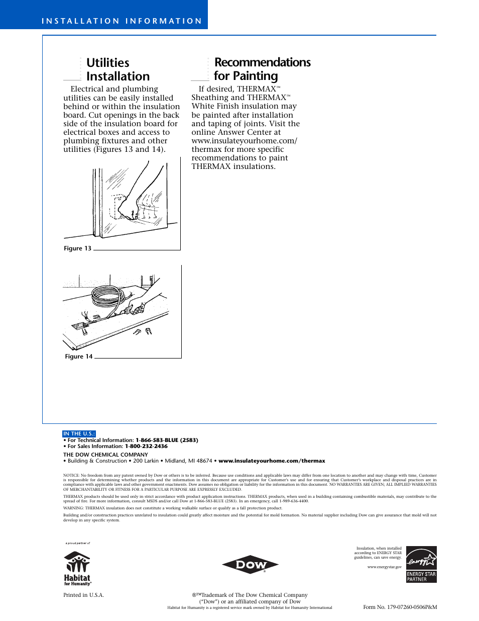 Utilities installation, For painting, Recommendations | Dow THERMAX™ Exposed Basement Applications User Manual | Page 4 / 4