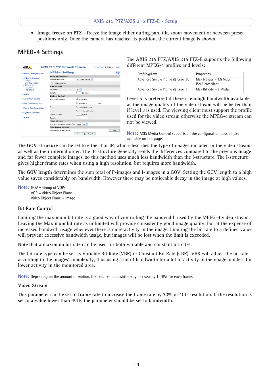 Mpeg-4 settings | Axis Communications 215 PTZ-E User Manual | Page 14 / 53