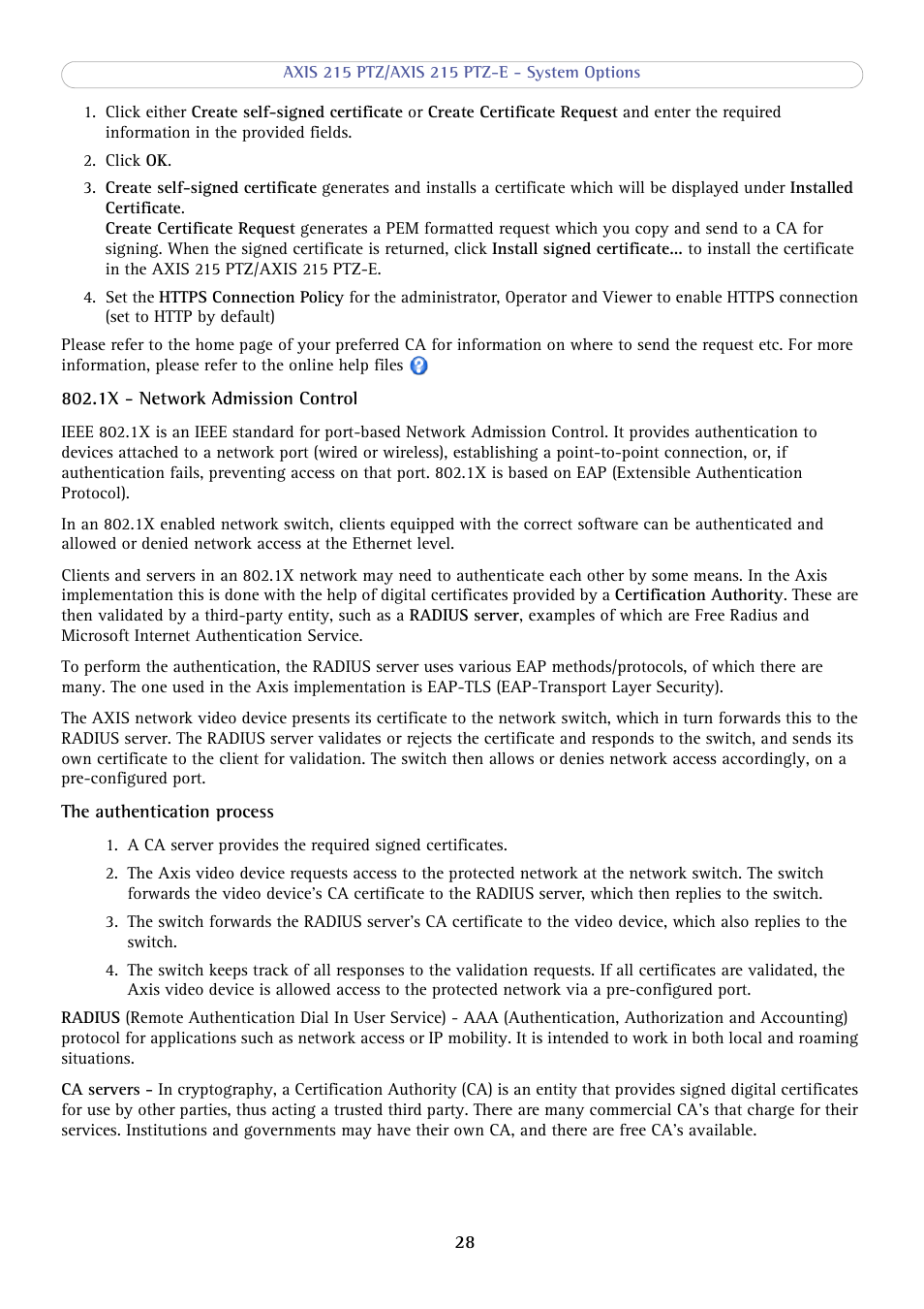 Axis Communications 215 PTZ-E User Manual | Page 28 / 53