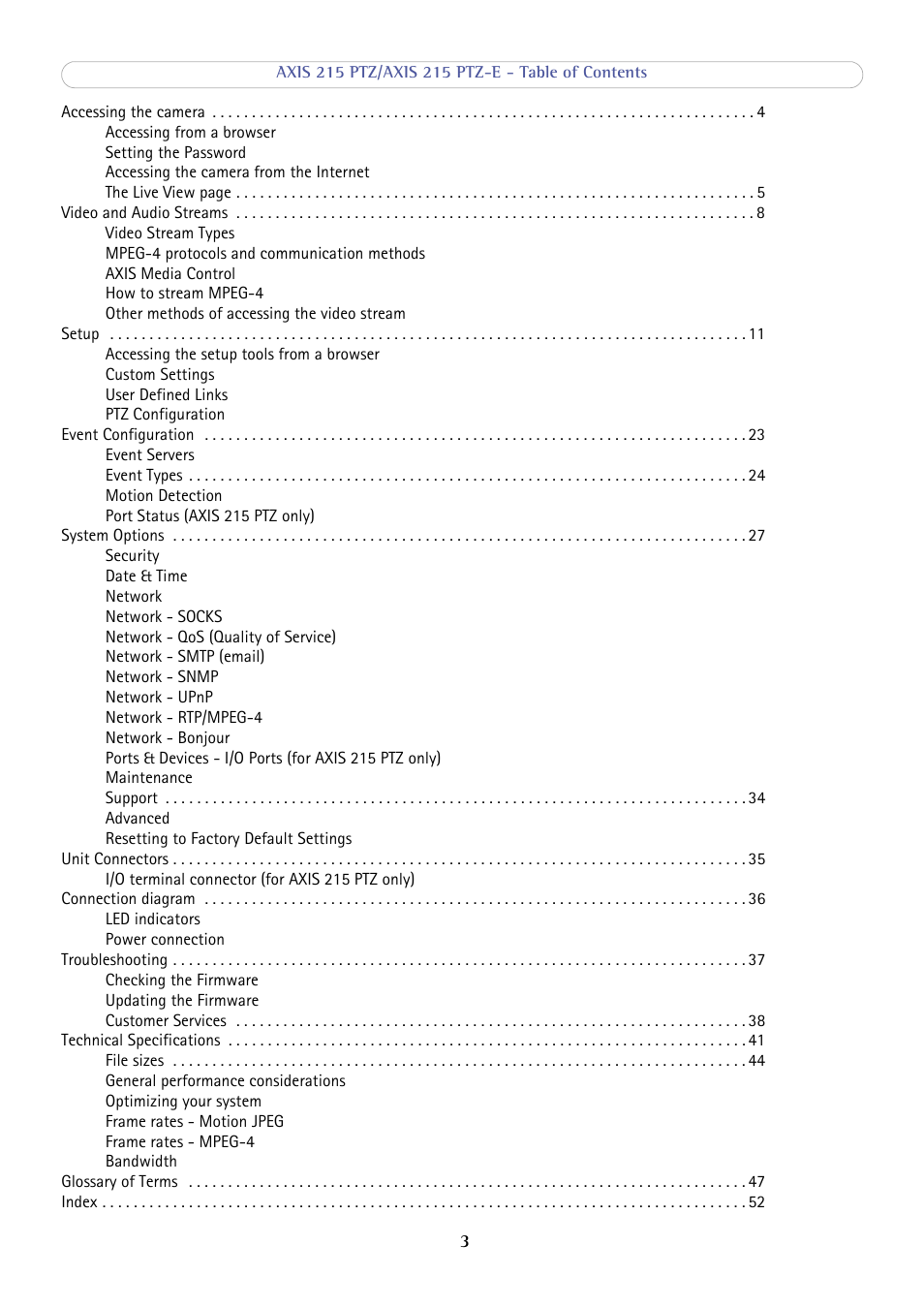 Axis Communications 215 PTZ-E User Manual | Page 3 / 53