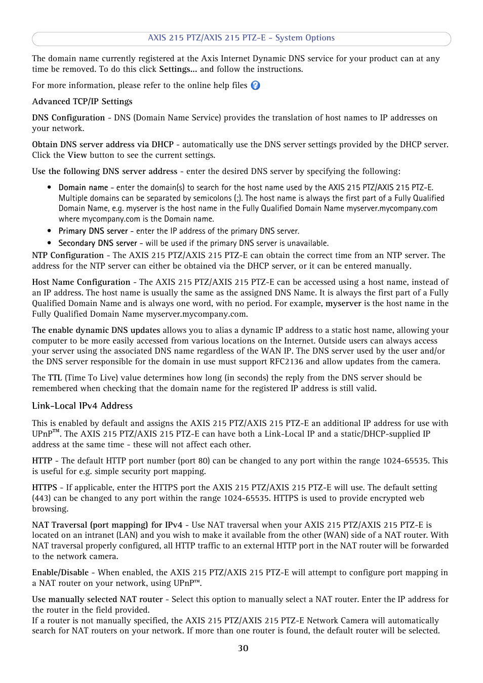 Axis Communications 215 PTZ-E User Manual | Page 30 / 53