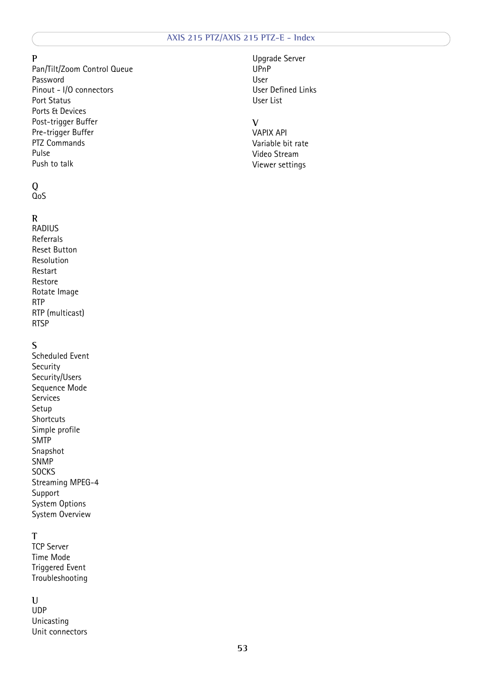 Axis Communications 215 PTZ-E User Manual | Page 53 / 53