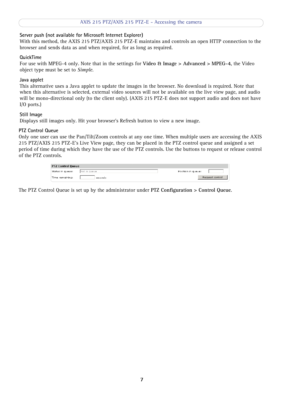 Axis Communications 215 PTZ-E User Manual | Page 7 / 53