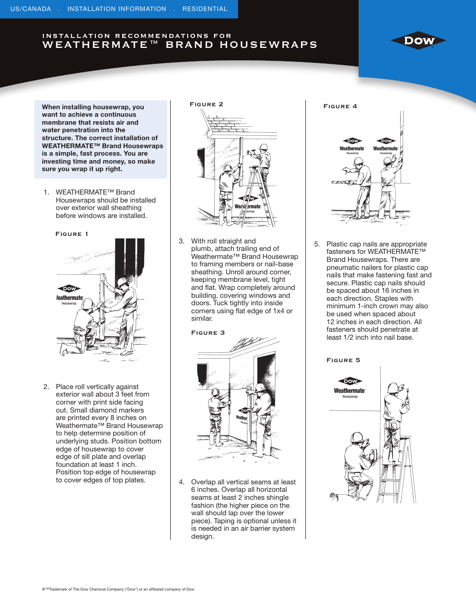 Dow WEATHERMATE™ Brand Housewraps User Manual | 2 pages