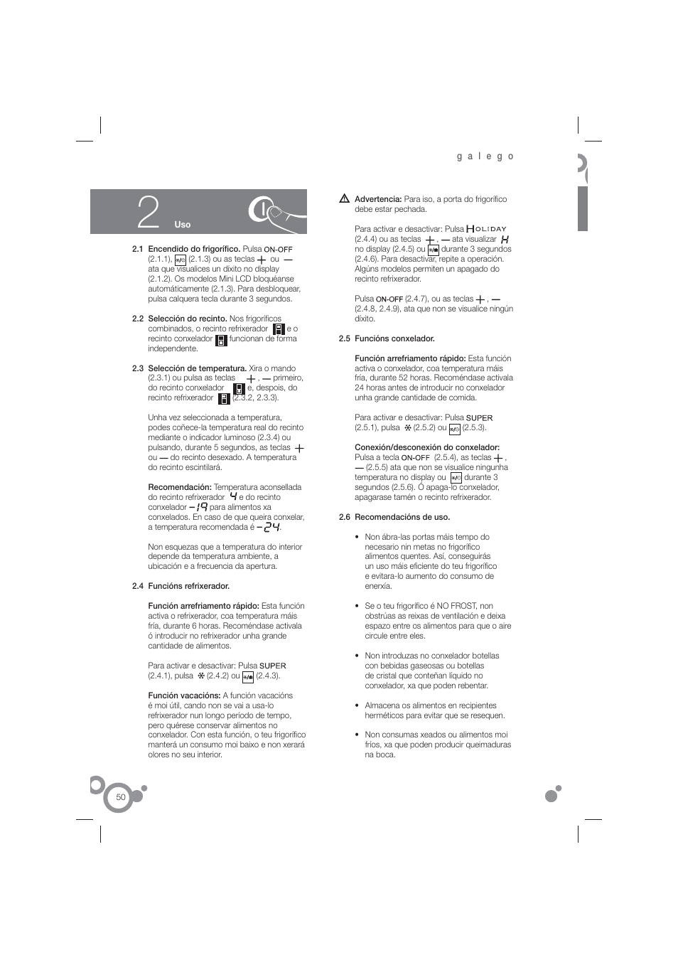 Fagor FFJ6825N User Manual | Page 52 / 58