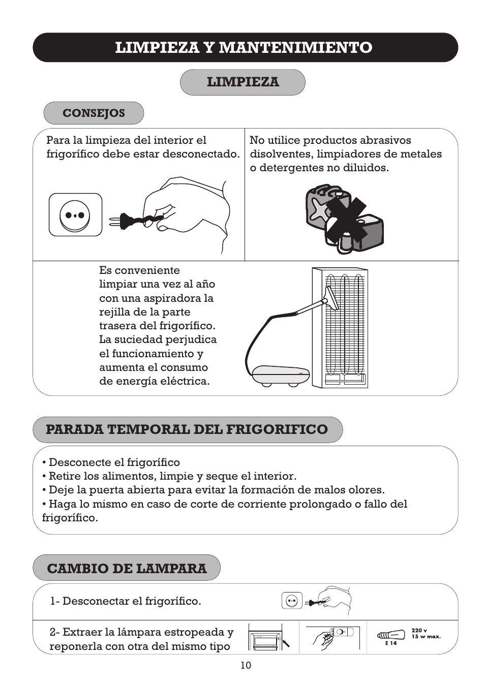 Limpieza y mantenimiento | Fagor FFJ2667 User Manual | Page 12 / 88