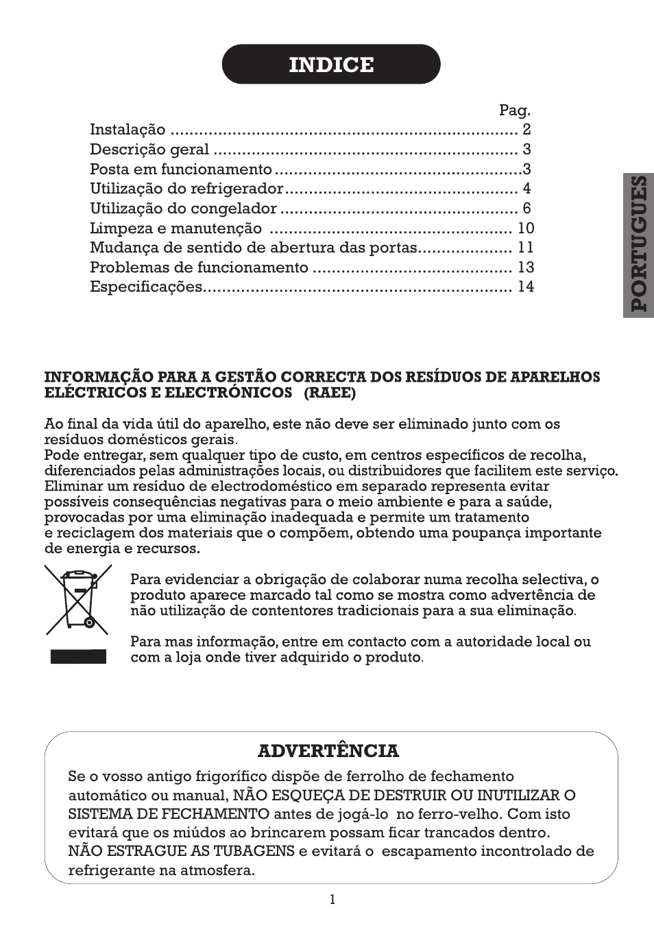 Por tugues indice | Fagor FFJ2667 User Manual | Page 17 / 88