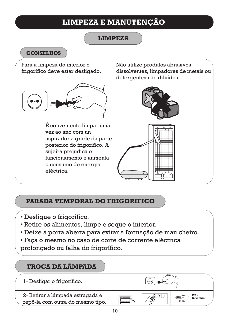 Limpeza e manutenção | Fagor FFJ2667 User Manual | Page 26 / 88